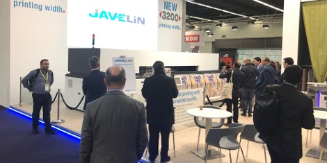Excitement for SPGPrints’ new 3200mm-wide JAVELIN and 700mm-wide PIKE home deco printers at Heimtextil 2017