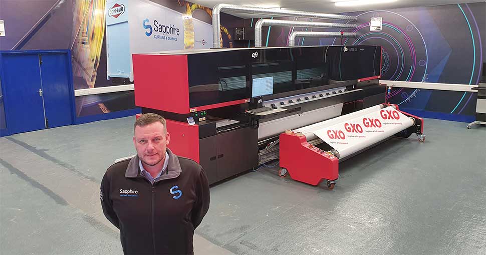 Stafford-based Sapphire Curtains &amp; Graphics has invested in an EFI VUTEk Q3r printer from CMYUK. 