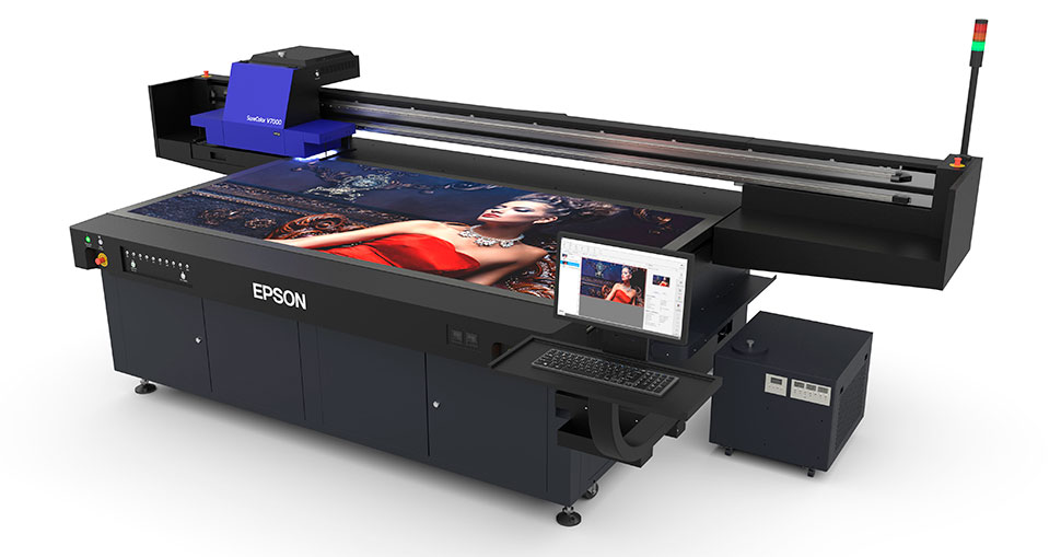 Epson SC-V7000 UV Flatbed printing solution and an Epson SC-S80600 Large Format roll to roll printer.