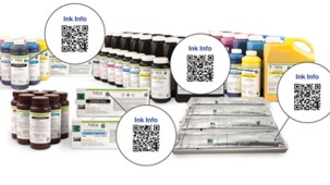 Customers can scan the QR codes with a mobile device to access the technical data sheet for each individual Nazdar ink product.