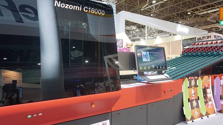 The Nozomi C18000 can print up to 10,000 35x35-inch (890x890-mm) boards per hour two-up.