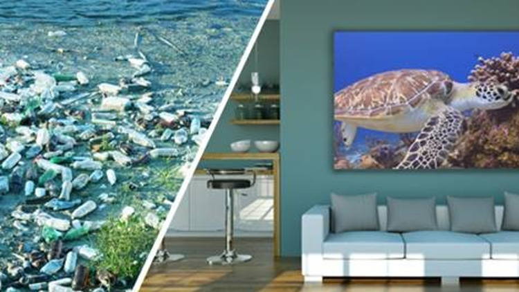 Turning trash into art—INTRODUCING HP Recycled Satin Canvas.