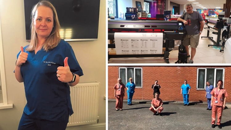 Hybrid Services assists volunteer sewists with digitally printed patterns for NHS scrubs campaign.