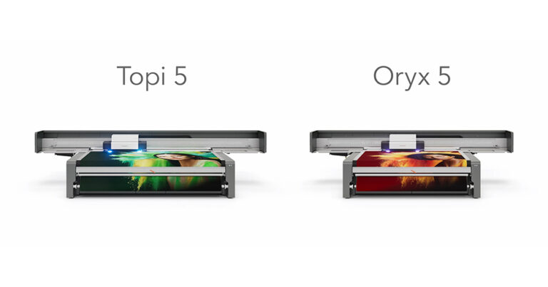 swissQprint Topi 5 and Oryx 5 flatbed printers